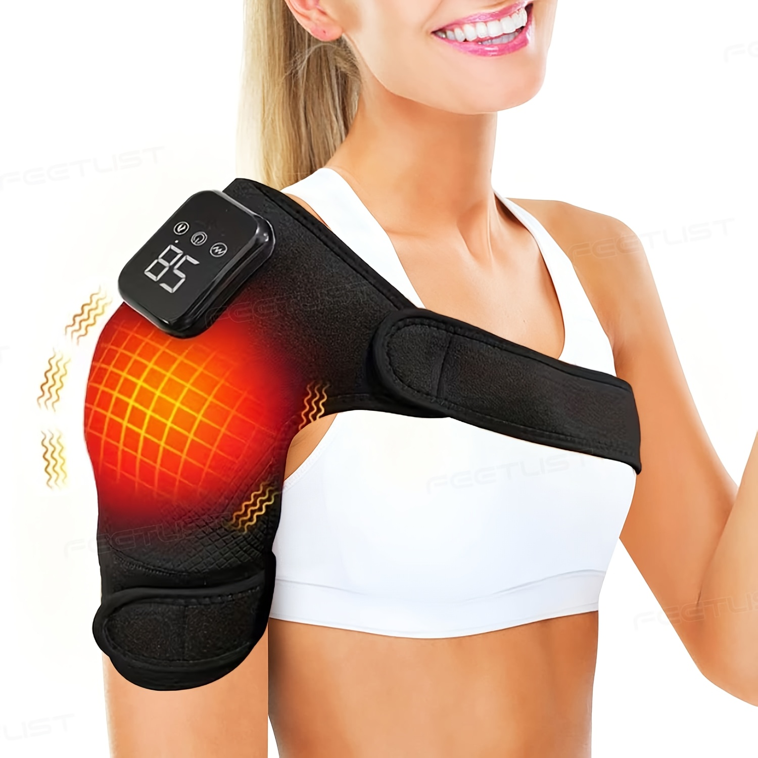 shoulder heating pad with vibration massager Heated Shoulder Massager Machine Eletric Vibration Heating Shoulder Massage  Heater Belt Arm Hand Relaxation Pad Warmer main image 1