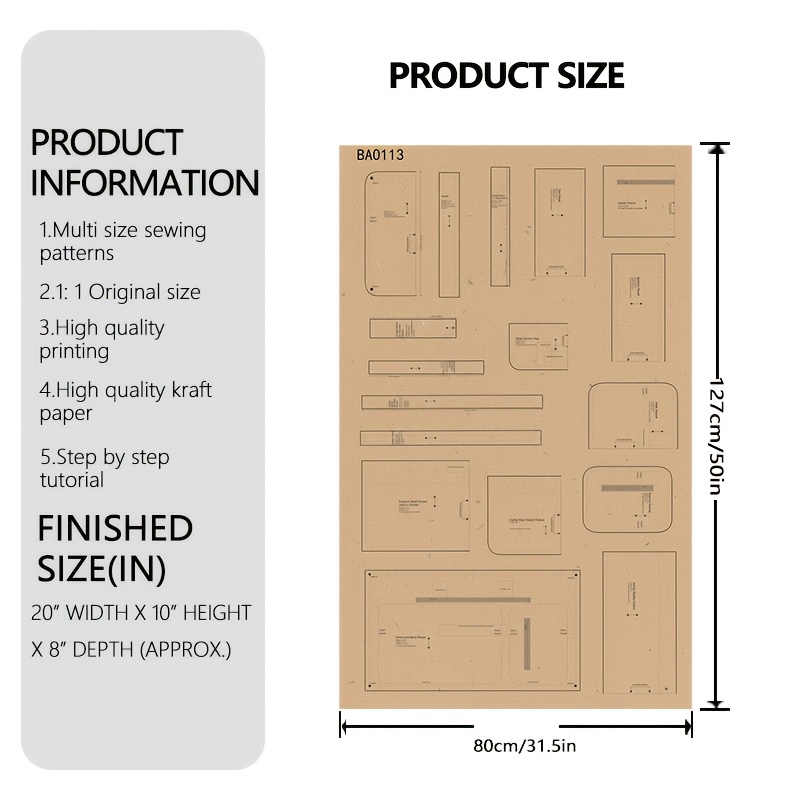 TEMU 1:1 Scale Travel - Large-scale Paper Template Suitable For Handmade Bag Crafting, Diy Bag Making, Beginner-friendly Sewing Project & Ideal Gift