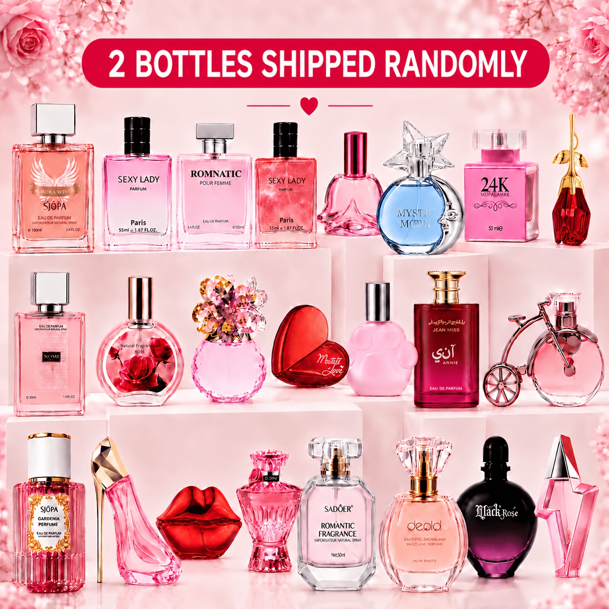 TEMU Random 2 Bottles Of Women's Perfume | Fruity | Floral | Surprise , Light And Elegant Fragrance, Affordable Luxury Glass Bottles For , Different