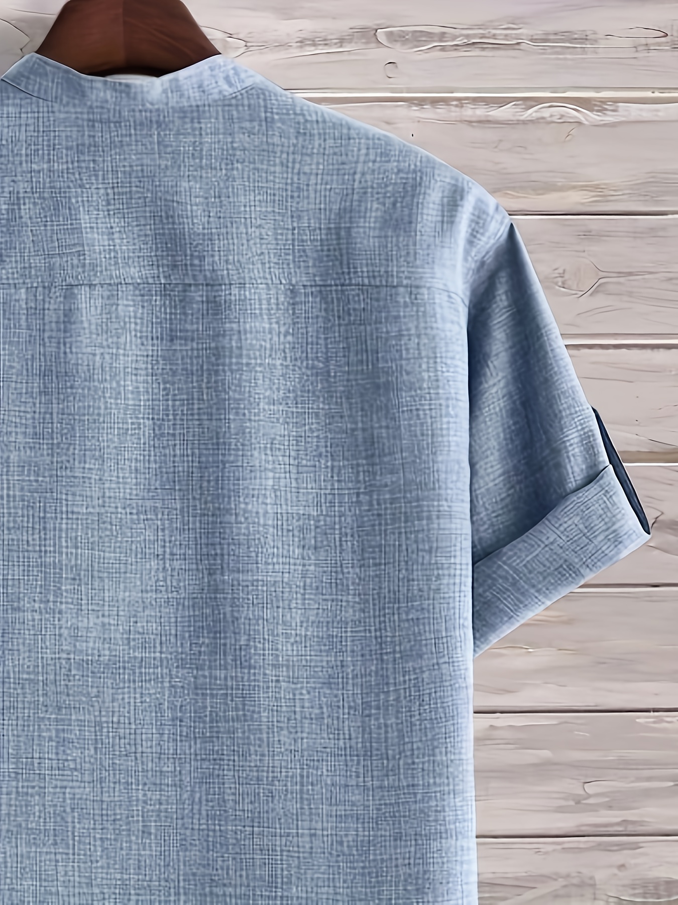 Men's Solid Color Henley Collar Short Sleeve Shirt, PLUS SIZE