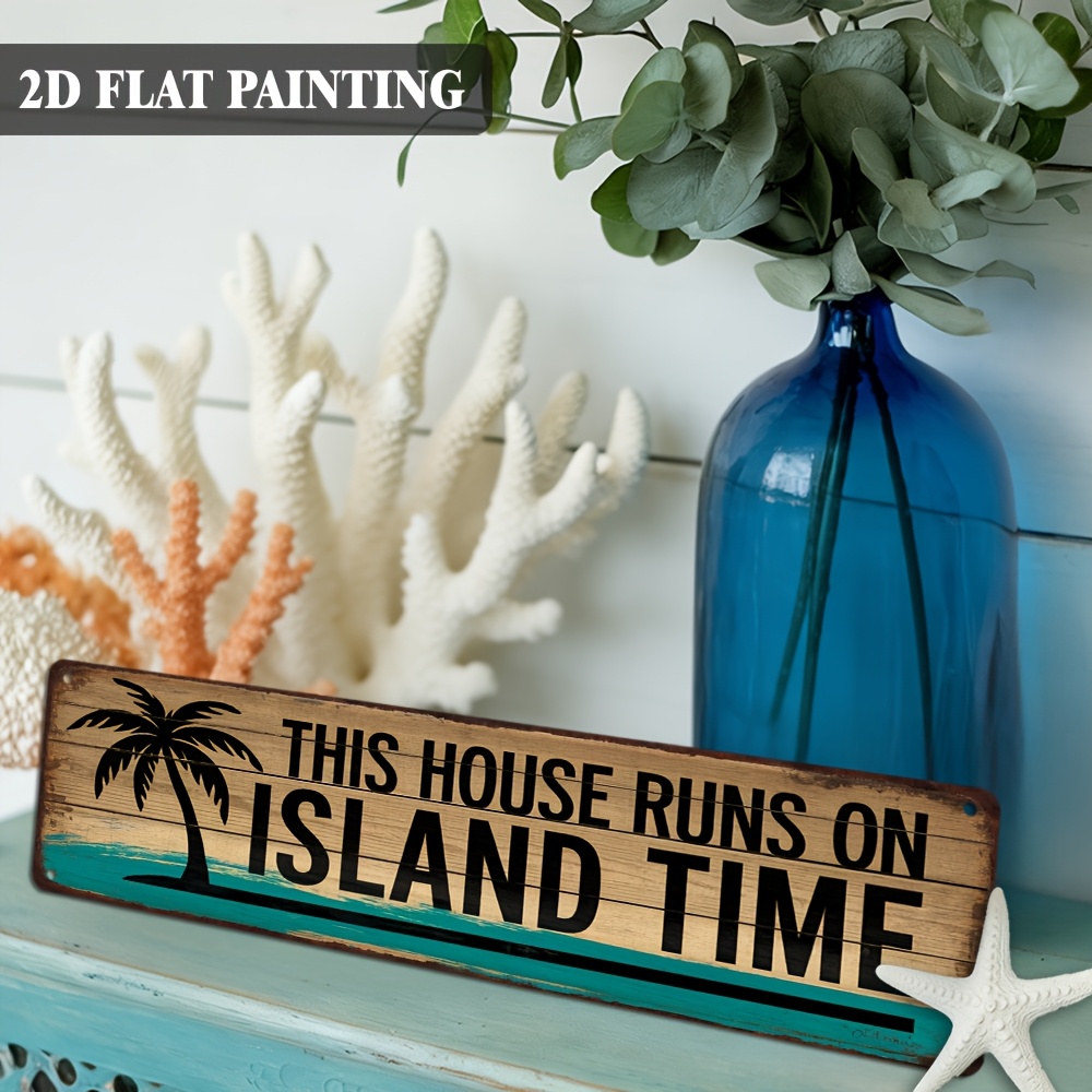 TEMU 2d Flat, 1pc, Rustic Decorative Sign, This House Runs Time, Vintage Wall Plaques, Wall Hanging For Beach House, Vacation Home, , , Summer Party,