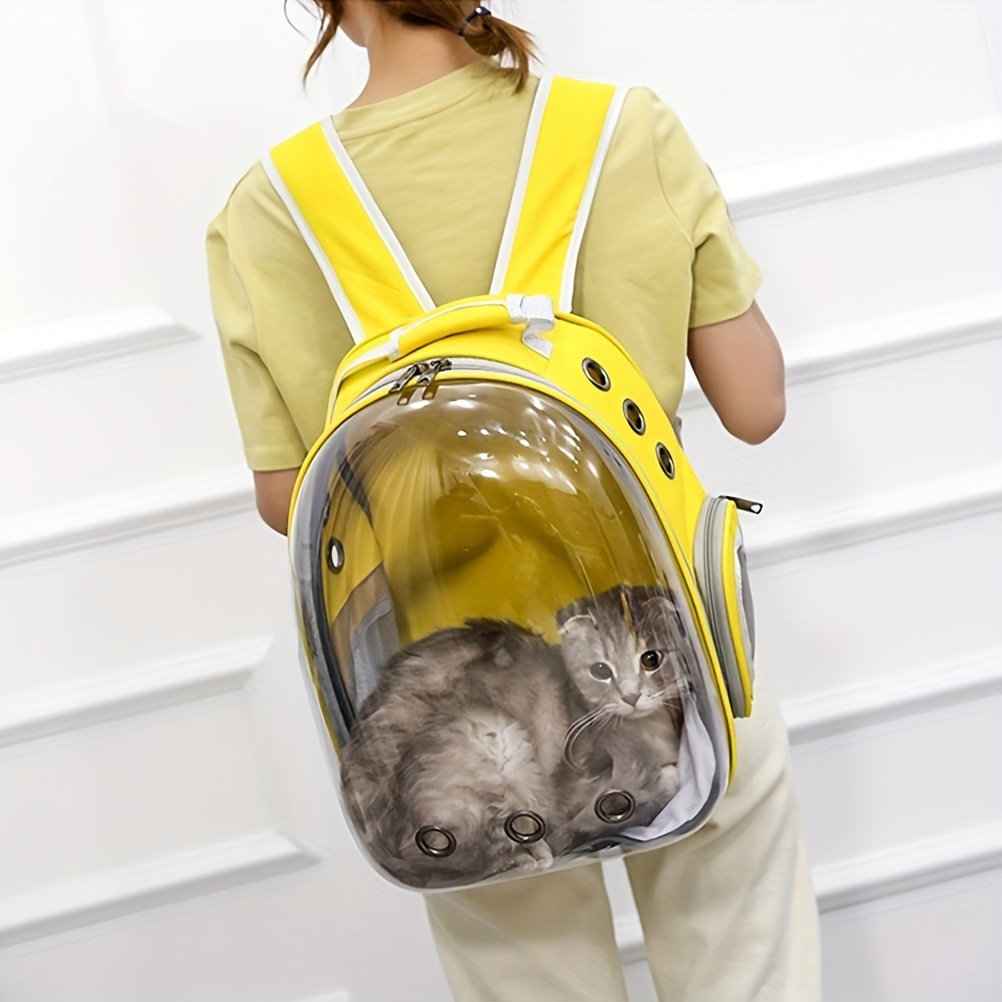 

Pvc Hard-sided Pet Carrier Backpack With Zipper Closure, Portable Capsule For Cats And Small Animals