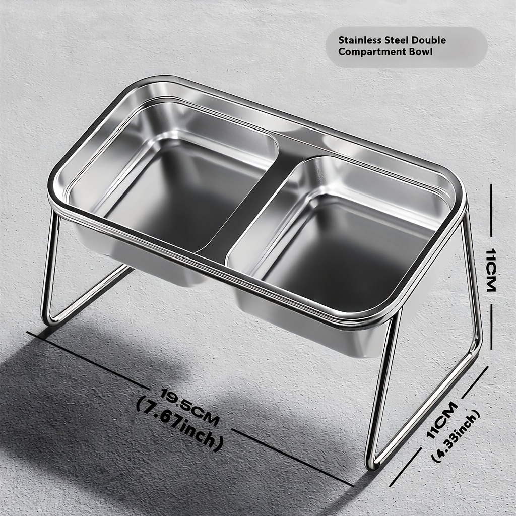 pet stainless steel elevated double bowl with 2pcs stainless steel bowls   tilt design friendly to pets cervical spine meeting dual needs of feeding and drinking detachable design for   anti slip   to prevent   Product details 0