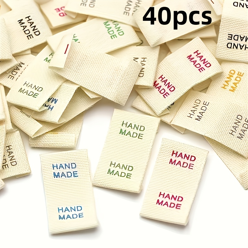 

40pcs Canvas Handmade Labels For , Hats, Bags - Sewing Accessories For Personalized Decoration