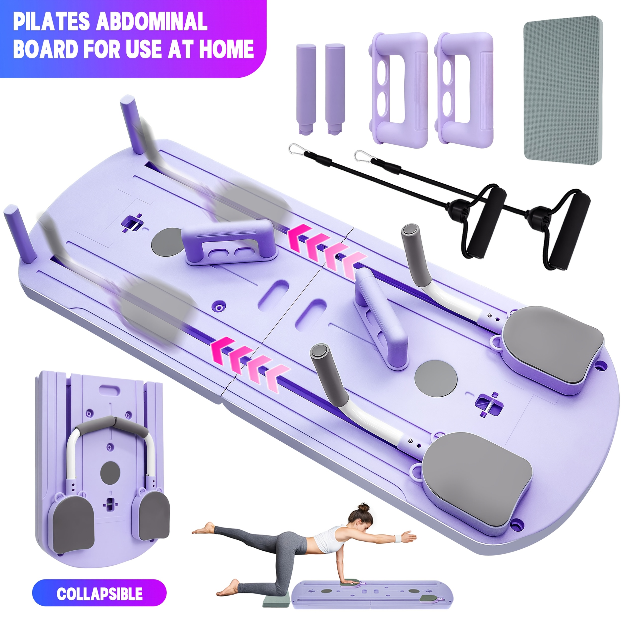 TEMU Multi-functional Foldable Pilates Board, Abdominal Board, 8 In 1 Set, Home Gym Equipment With , Small Space , Foldable Design, Suitable For Home And Gym Use