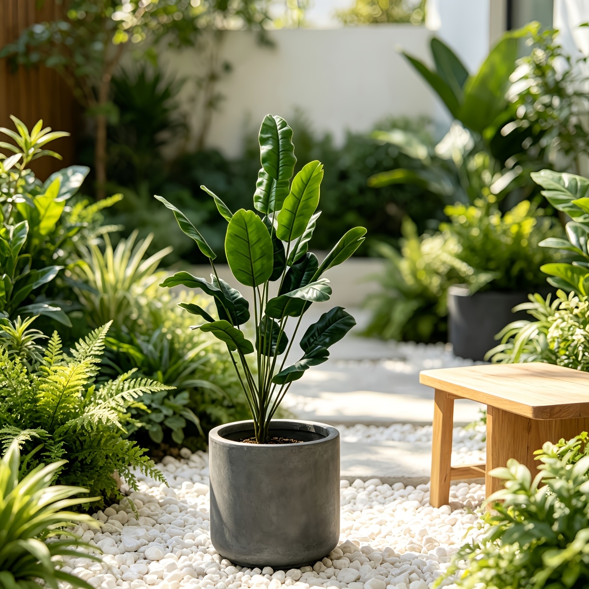 TEMU 1pc Extra-large Long-stemmed - Artificial Simulation Tree With Banana Leaves, Foliage. Suitable For Home Decor, Very Suitable For Gardens And