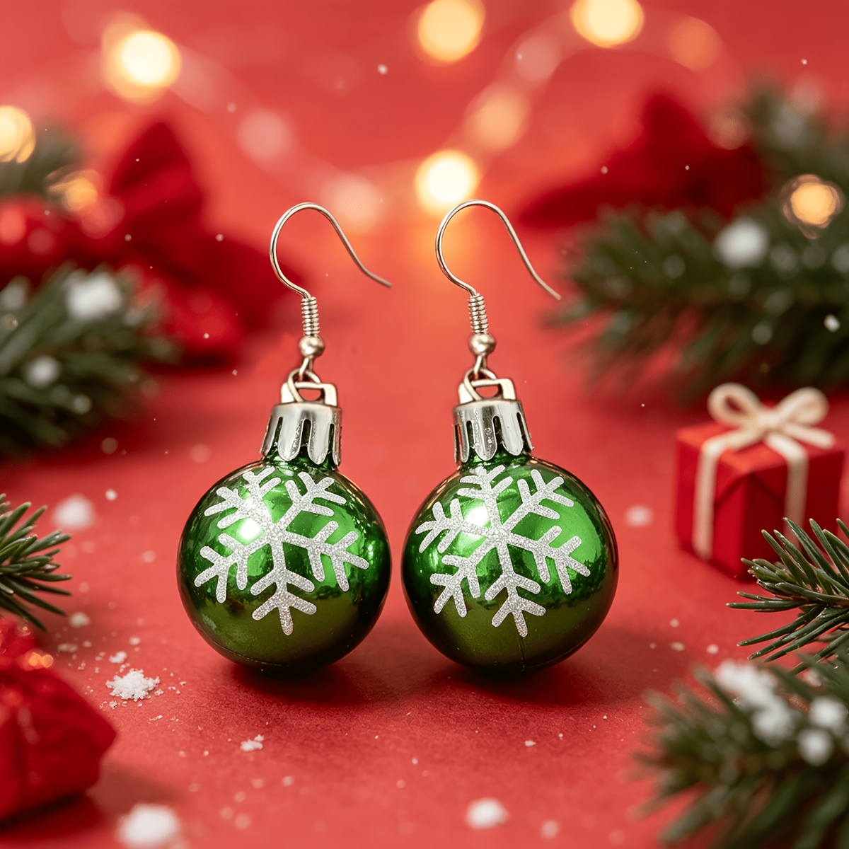 TEMU 1 Paire de Boucles d'Oreilles Pendentif de Neige de Noël pour Femmes pour Fête Décontractée