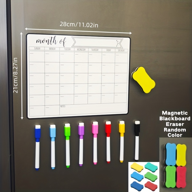 E-shop 1 Set Magnetischer Kühlschrank Kalender und Magnetische Whiteboard Stifte und Magnetischer Radiergummi, Alles kann an der Kühlschrankoberfläche