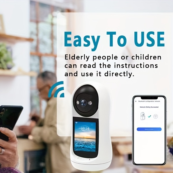 YIIYRY Smart Indoor Camera with Screen - 1080P HD, WiFi Enabled, Two-Way Audio, Motion Detection, USB Powered - Perfect for Home Security & Pet Monitoring details 1