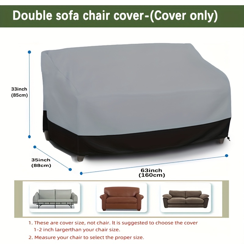 TEMU 1pc Heavy Duty Patio Sofa Cover, Comes With Storage Bag And Drawstring, Suitable For - Universal Black Cover, Suitable For Gardens, Decks, And