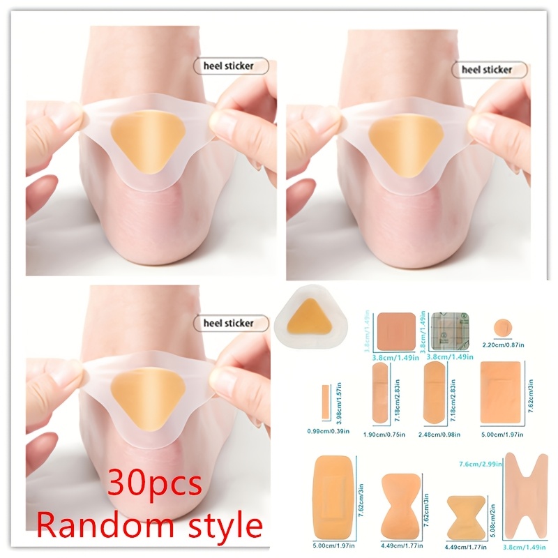 30pcs Random Style Gel Heel Protectors - Reusable, Anti-slip Liners-free Walking Shoe Pads