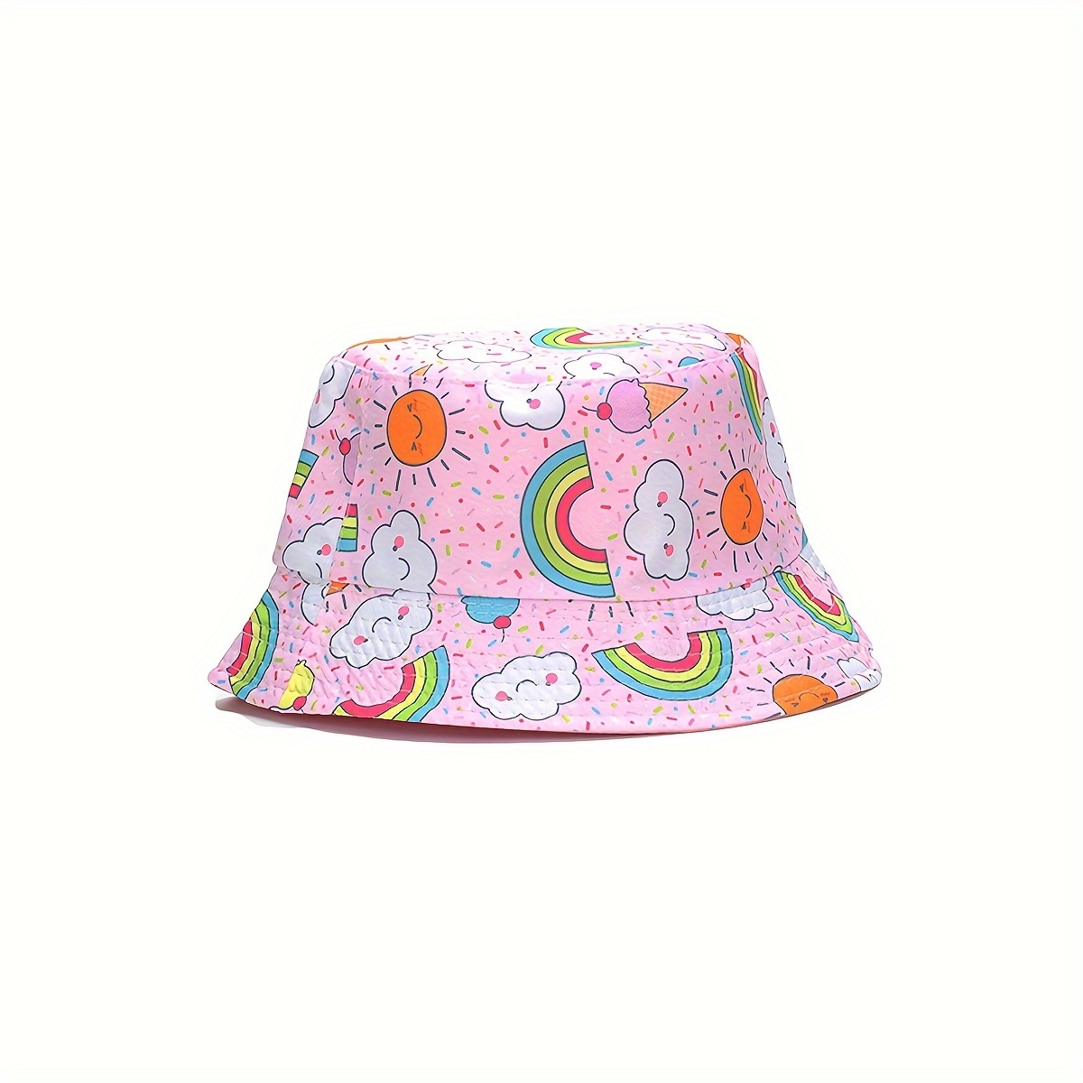 Children's Bucket Hat, Cartoon Bucket Hat, Rainbow Kids Sun Hat