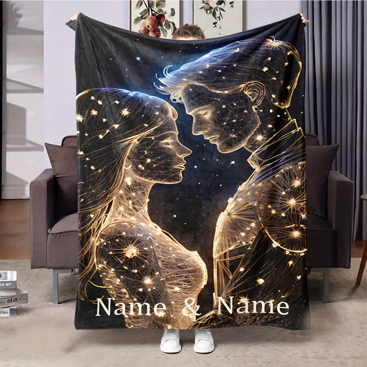 

Customized Couple Name Blanket - Personalized Text, Perfect Gift For Any Season