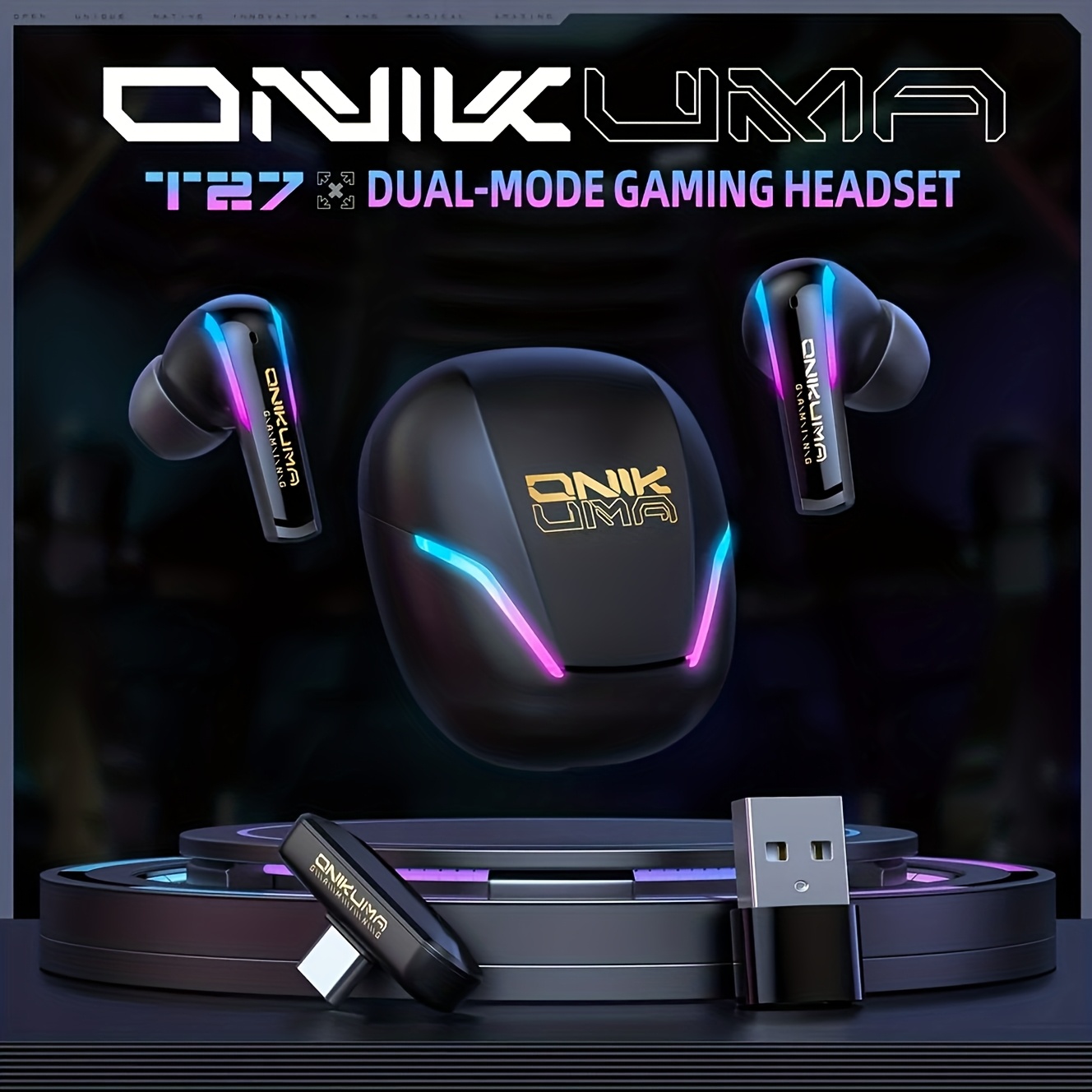 Wireless Gaming Earbuds, Low Latency Wireless 5.3 Headset, 2.4g Dual Connection Enc Microphone, , Gaming/ Headset, Compatible With Pc, Ps5, Ps4, Switch, Vr