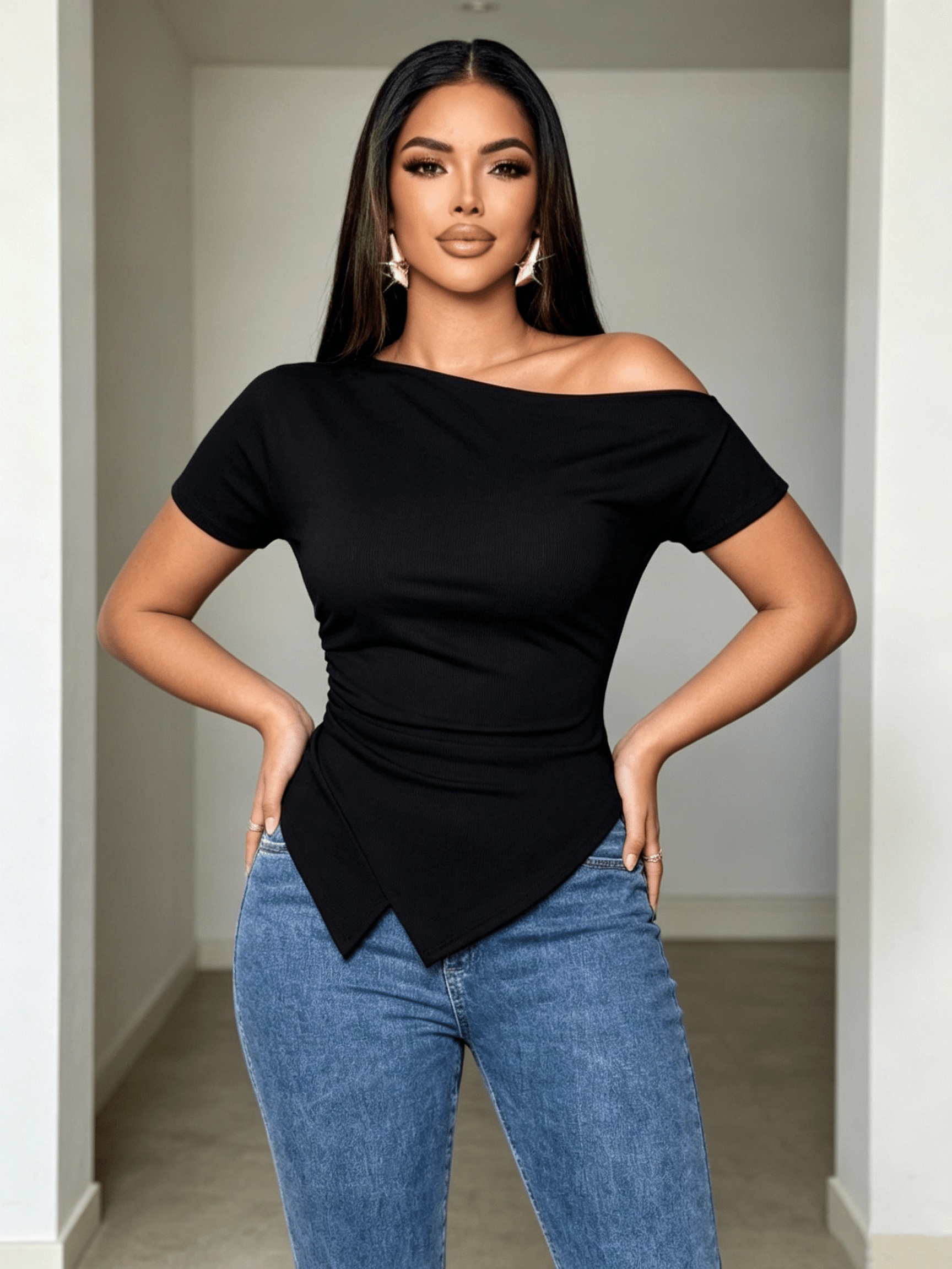 womens elegant t shirt shoulder one shoulder blouse - Temu South