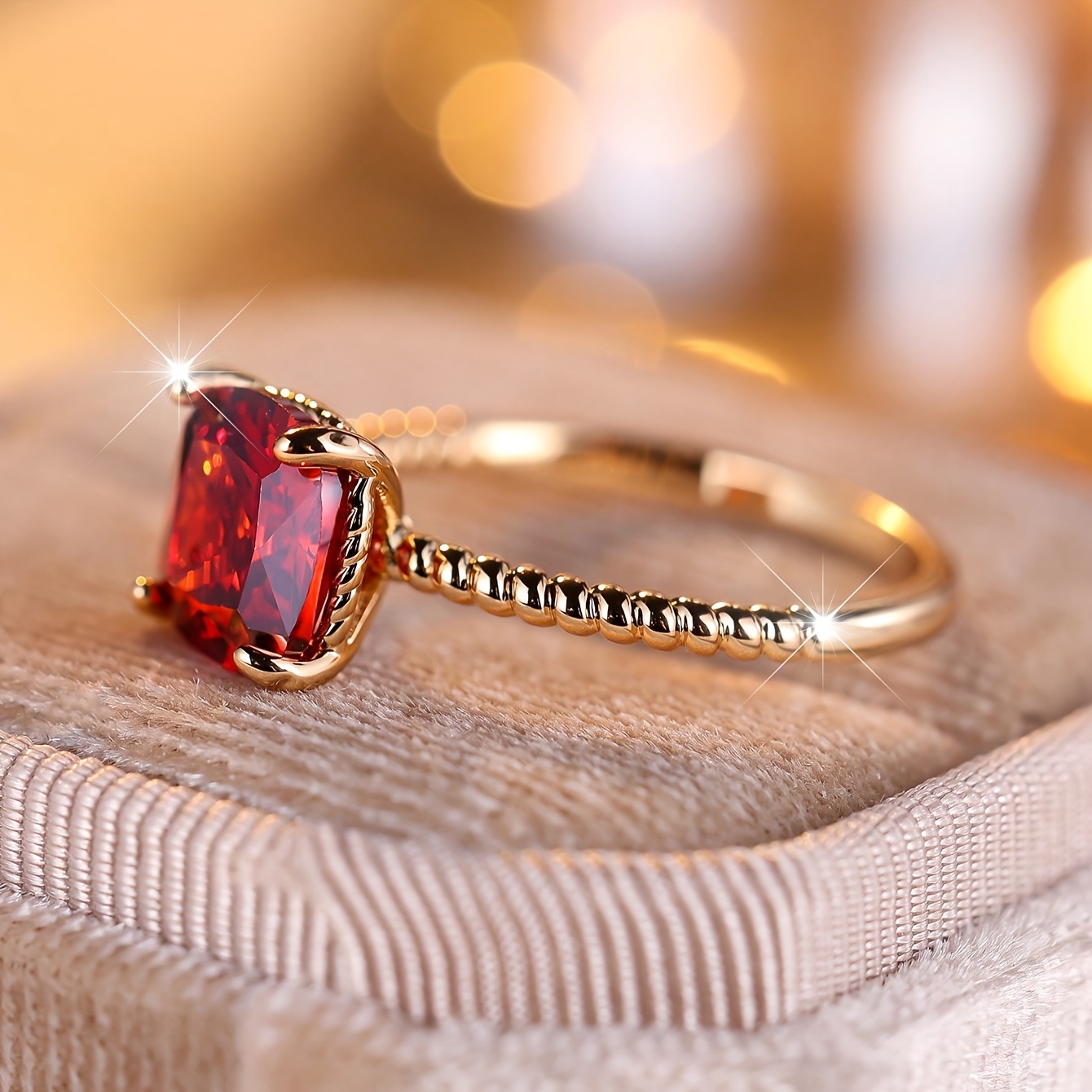 Gentle Inlaid Square Zirconia Twisted Band Ring