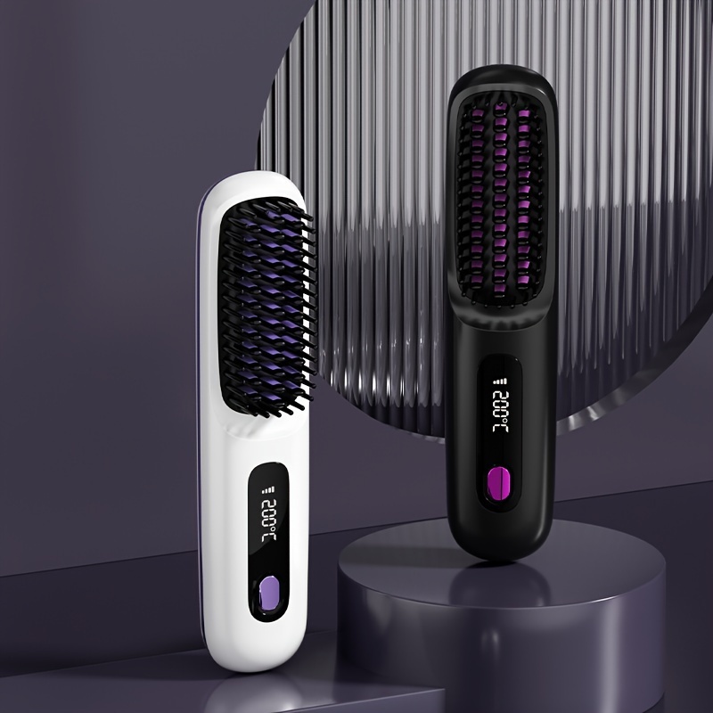 draadloze draagbare krultang en stijltang met lcd-scherm, keramische verwarming voor zachte haarverzorging, negatieve ionen technologie, oplaadbaar via usb,   functie styler voor alle haartypes, compact ontwerp voor op reis 2