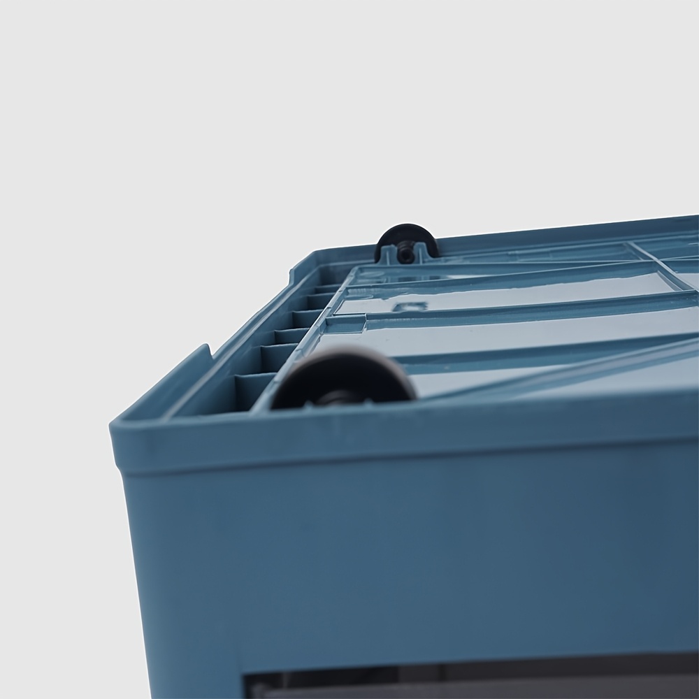 large capacity brown foldable storage box with transparent visibility three way opening for quick folding and storage   with detachable casters for   and a portable pull handle for effortless opening Product details 8