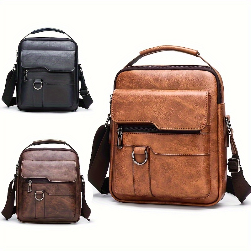 

1pc Men's Casual Shoulder Bag, Large Capacity Multifunctional Pu Travel Crossbody Bag, Waterproof And Wear-resistant Fashion Versatile Shoulder Crossbody Bag