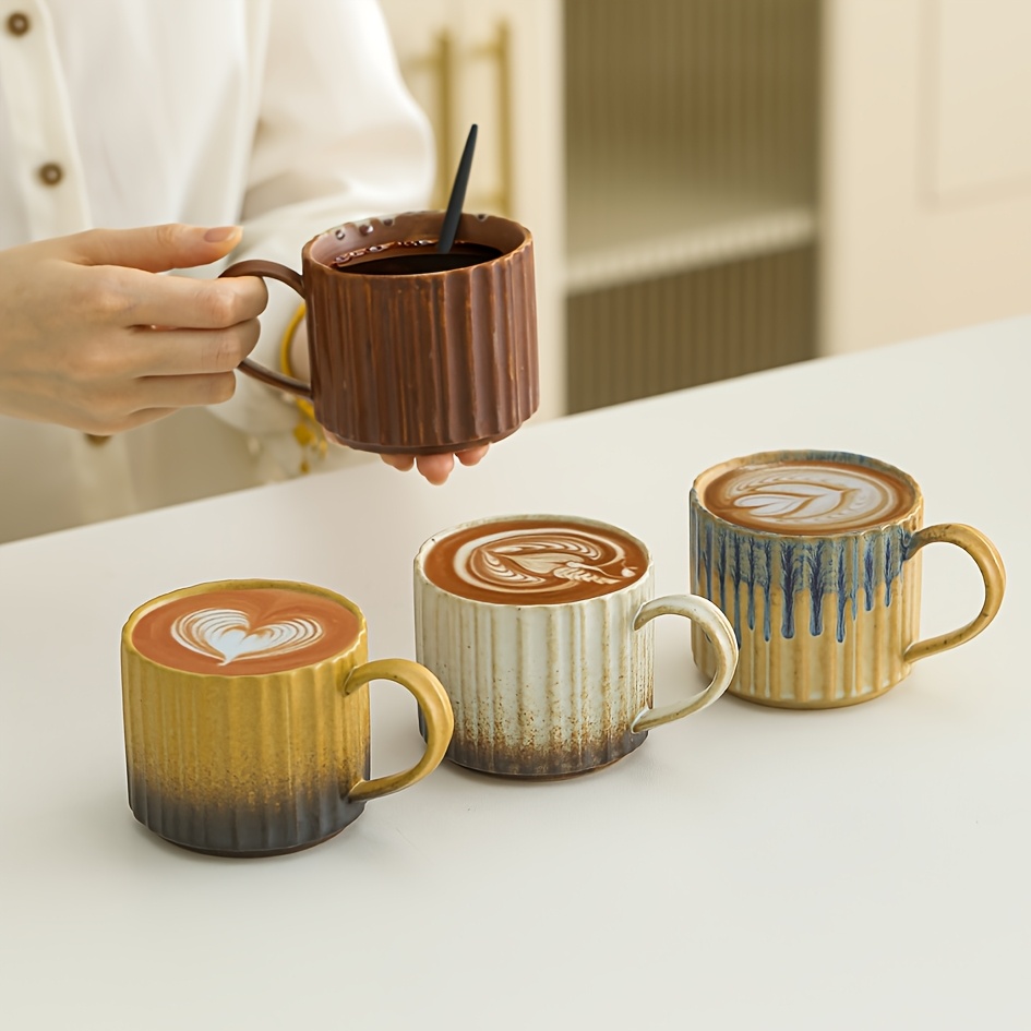2pcs Kiln-Transformation Ceramic Couple Mugs/Coffee Cups with Handles,  Coffee Cups/Water Cups/Breakfast Cups for Home and Office Use, Warm Gift  for Ramadan/Valentine's Day/Easter/Anniversaries