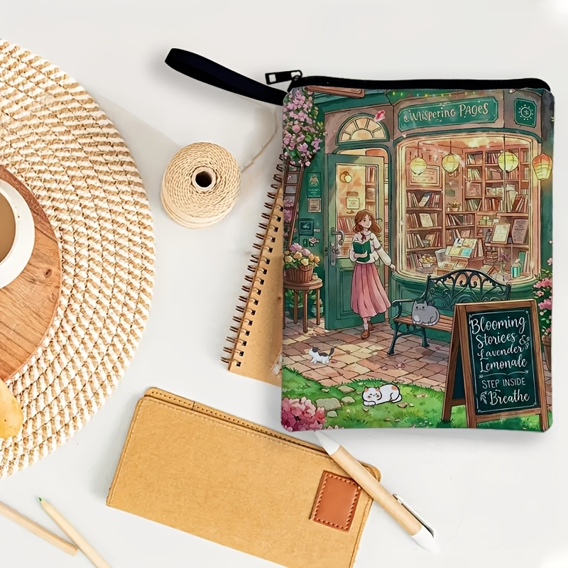 TEMU Book Cover For Bookstore Featuring A Lavender Design, Along With A Storage Has An External Pocket, Ideal For Professionals, Travelers, Students,