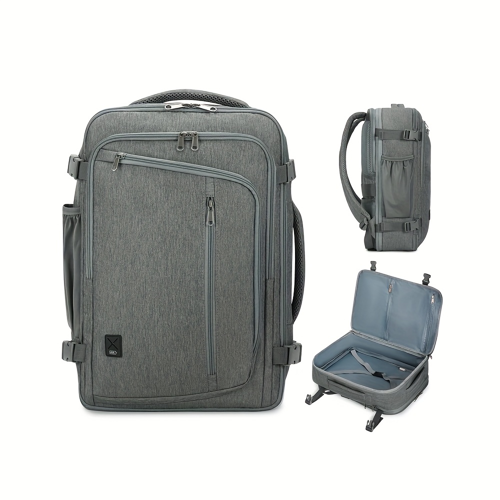 TEMU Airplane-approved Expandable Cabin Backpack Underseat Carry-on With Wet Pocket & 17" Laptop Sleeve, Tsa-friendly Flight Bag For Business Travel