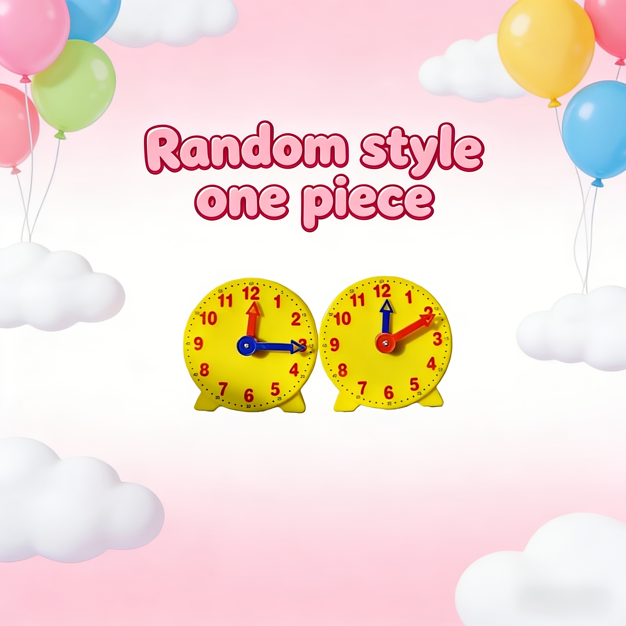 1pc Interactive Teaching Tool, In Random Styles, Featuring A Large Yellow Clock Face With Red And , Marked With Numbers For Reading
