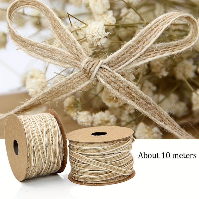 

Vintage Rustic Natural Jute Hemp Rope Hessian Burlap Ribbon With Lace - 10 Meters Beige Cord For Diy Craft And Wedding Decoration