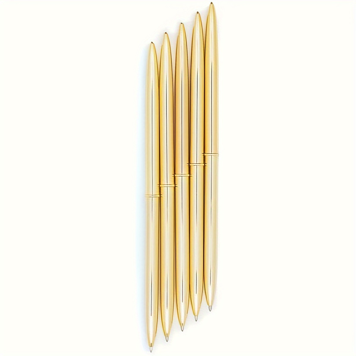 

3-pack Golden Metal Ballpoint Pens, Rotating Bullet Design, Smooth For Home Office School, Ideal For Graduation & Day Gifts