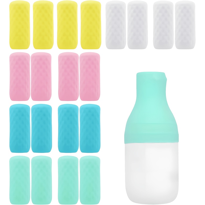 TEMU 20pcs Silicone Bottle Covers For Travel, Spill-proof Bottle Covers, Reusable Cosmetic Silicone Sealing Caps For Beach Vacation Essentials,