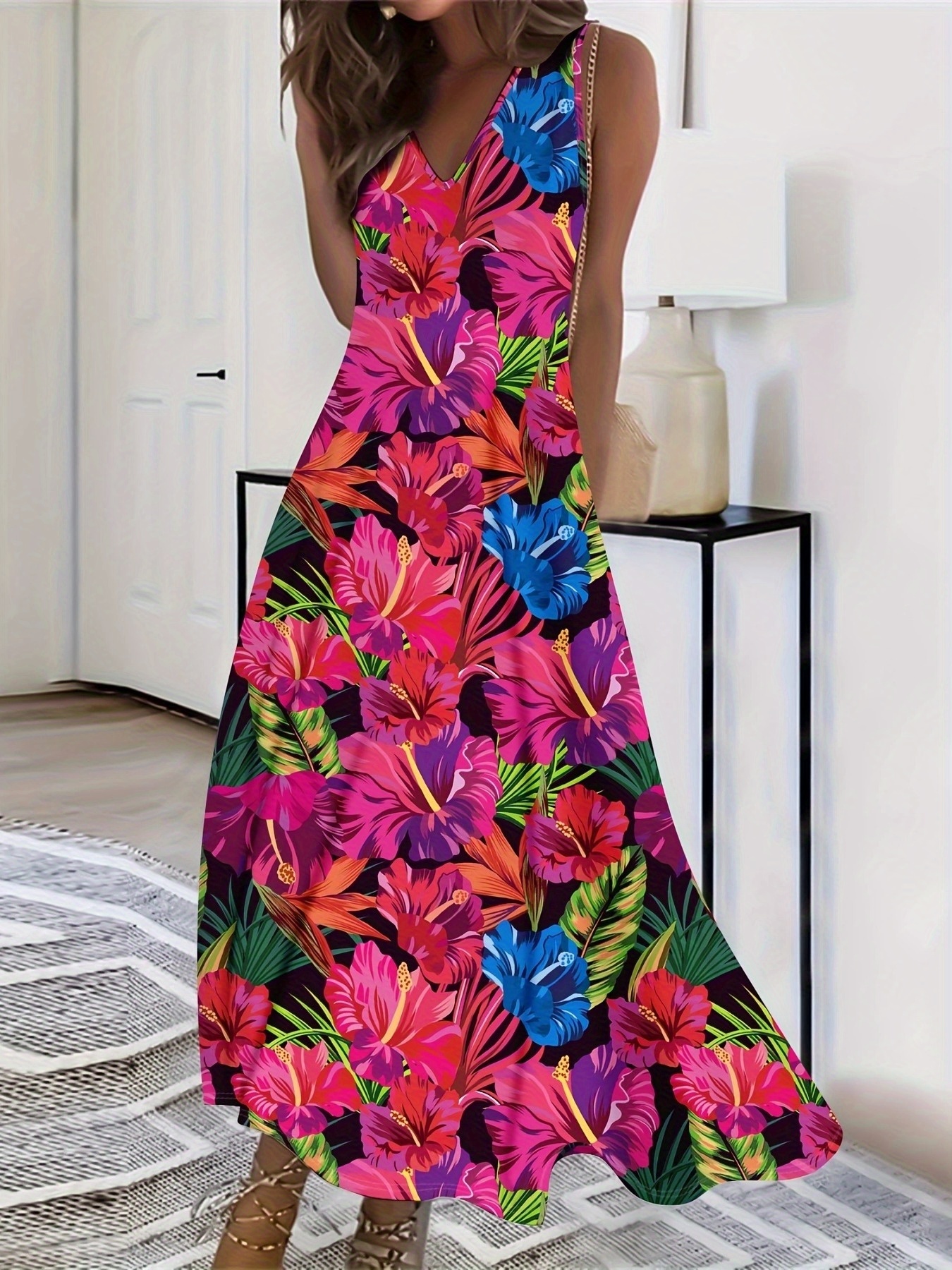 chinese dress ladies Passion Blue Maxi Hawaiian Dress for Tropical Elegance