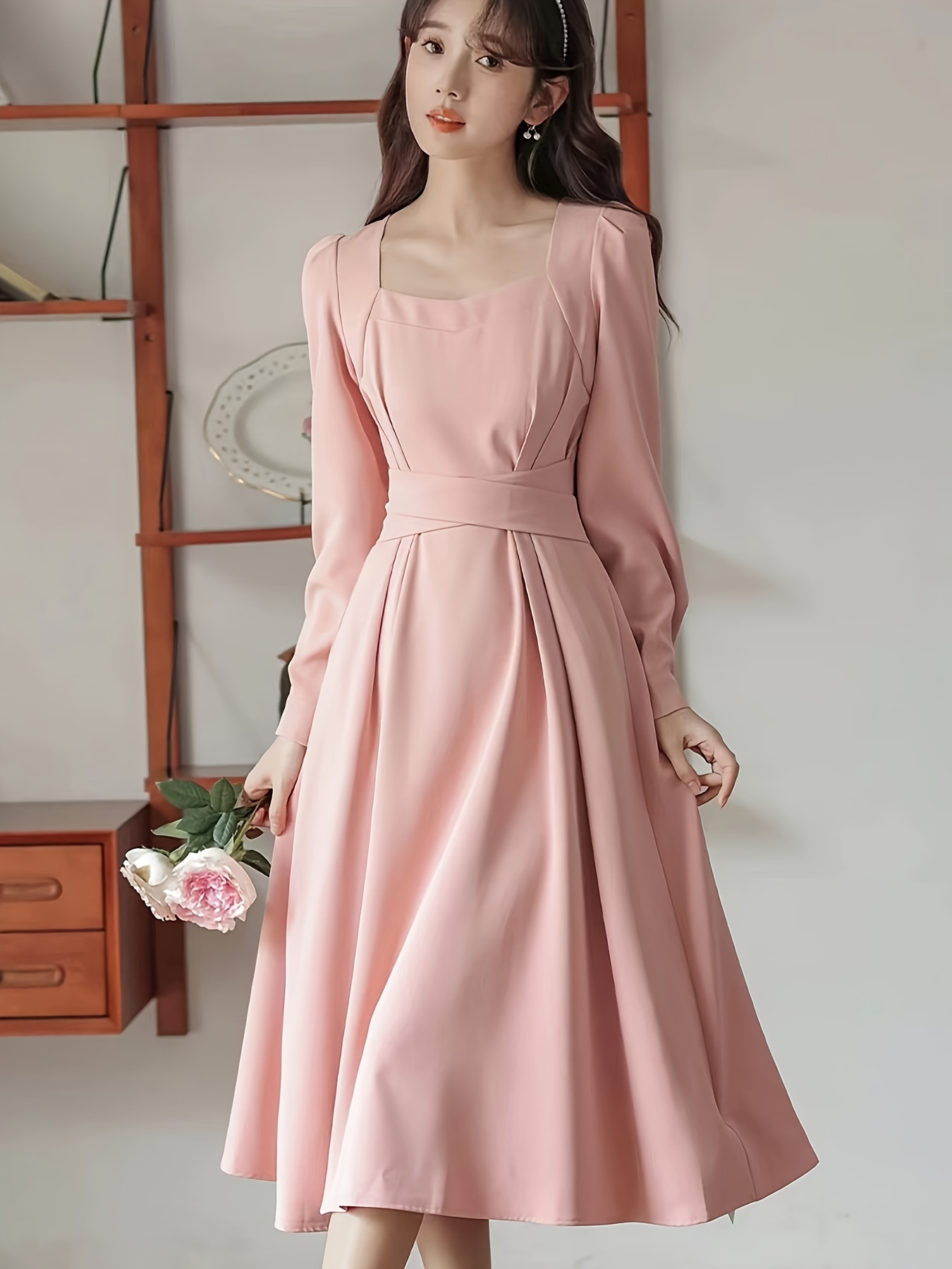 strapless open back dress Phillipa Long Sleeve Mini Dress Pink