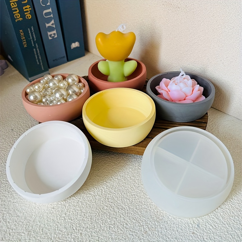 

Silicone Mold For Concrete Candle Holder, Succulent Planter, Cement Bowl, Plaster Storage Tray, Candlestick Mold - Multipurpose Diy Craft Mold, 100ml Capacity