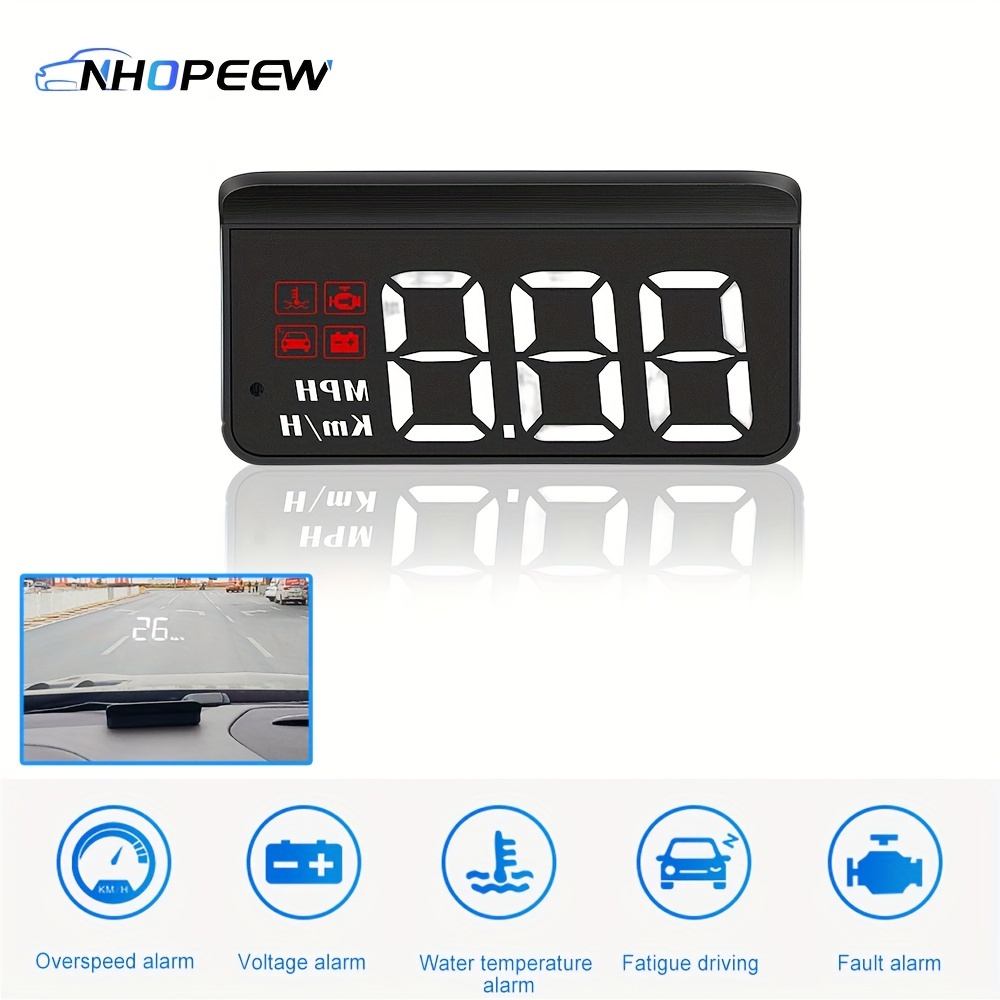 

Nhopeew Hud Car Up Display Km/h-mph Display Car Hud Universal Speedometer Mileage