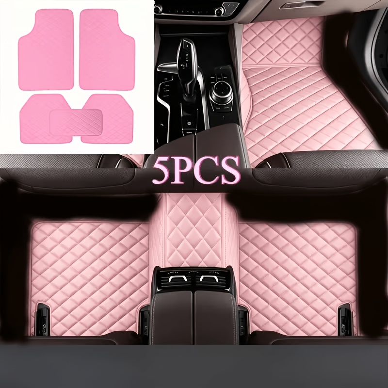 TEMU 5pcs Luxury Pu Leather Car Floor Mats, Suitable For Sedans And Trucks/suvs, Universal Model, Featuring Weatherproof Protection And An