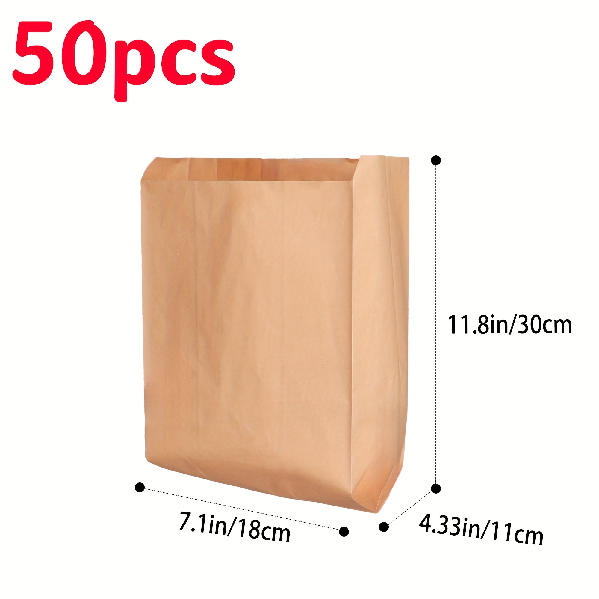 TEMU 50/100pcs Medium/large Paper Bags, Brown Wine Bags, Takeaway Bags, Suitable For Wine, Groceries, Restaurants, Retail, Office Supplies Storage, ,
