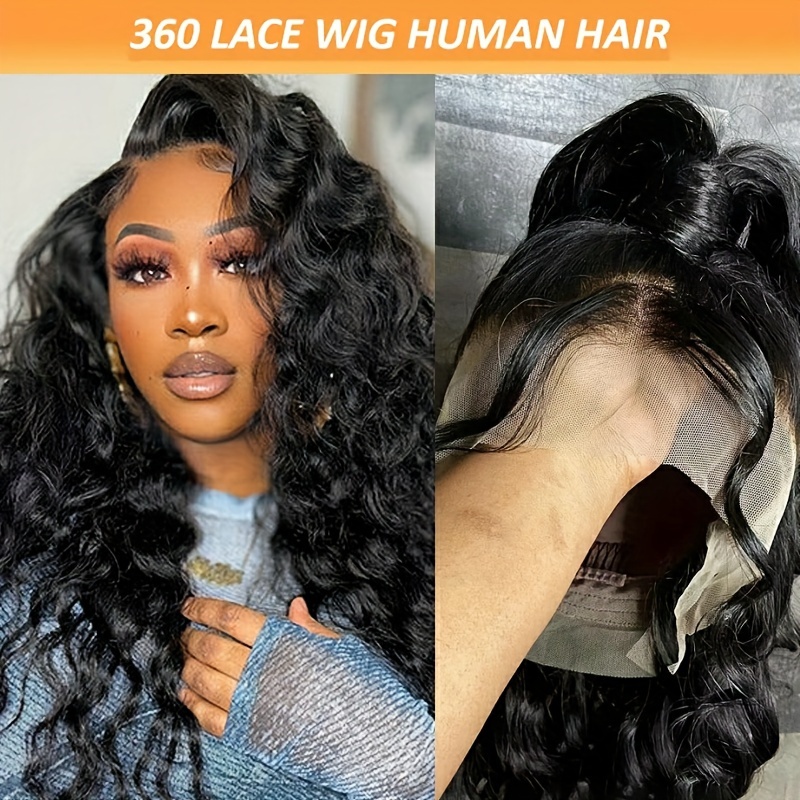 360 Lace Front Human Hair Wigs Brazilian Pre Plucked Loose Wave Transparent Lace Frontal Human Hair Wigs For Women 180 Density Lace Front Glueless Wigs