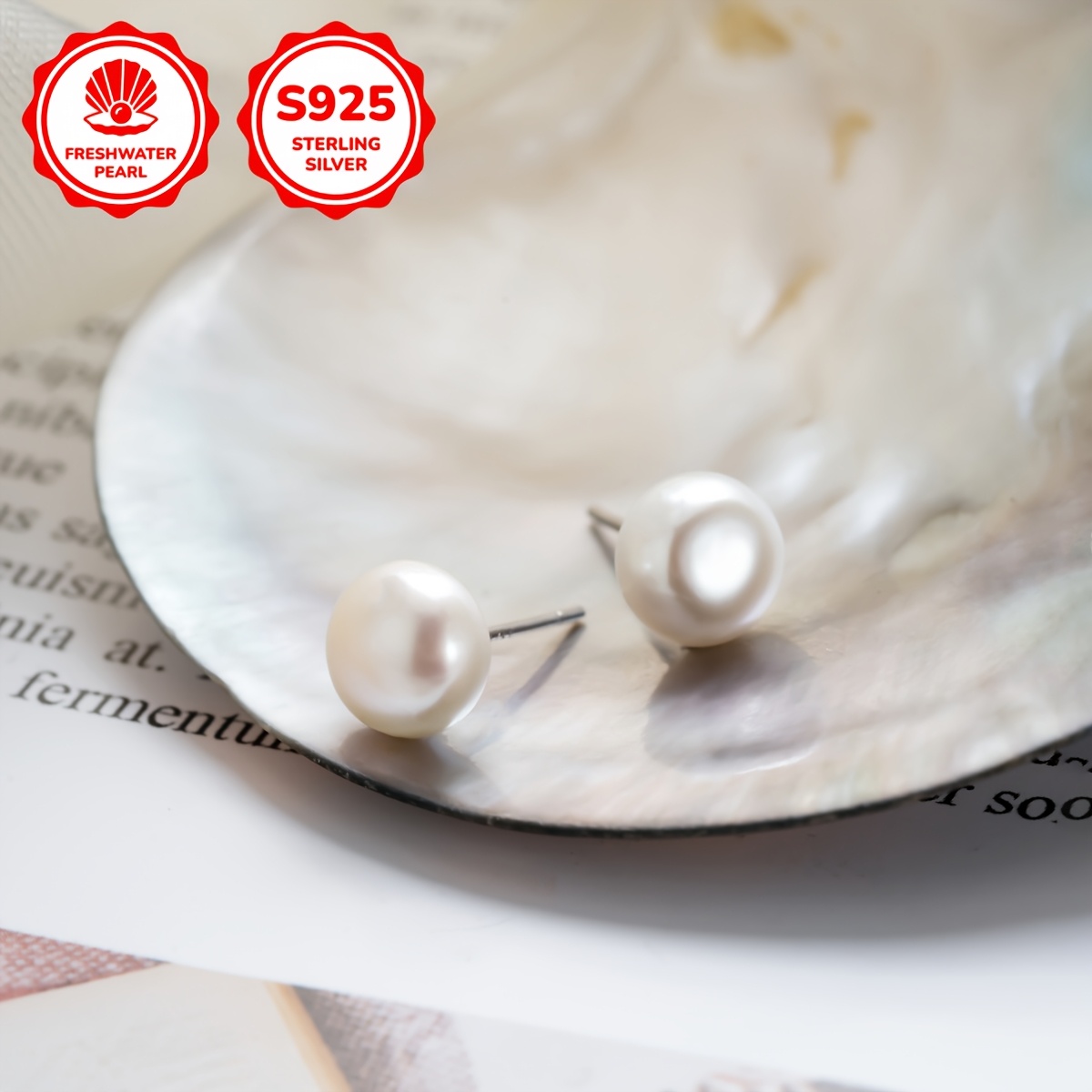 1 Pair Freshwater Pearl Earrings, Oval Shape Style