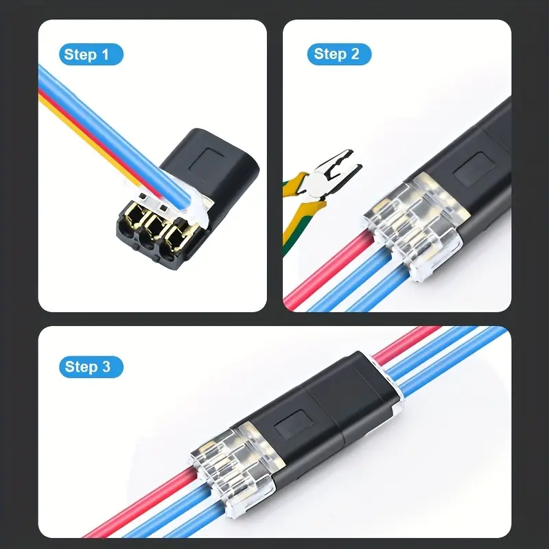 conectores de cable de empalme rápido de 10/ piezas, conectores de cable de 3 vías, conexión rápida, requiere de cable, terminales de cable universales de para soluciones de cableado eficientes detalles 4