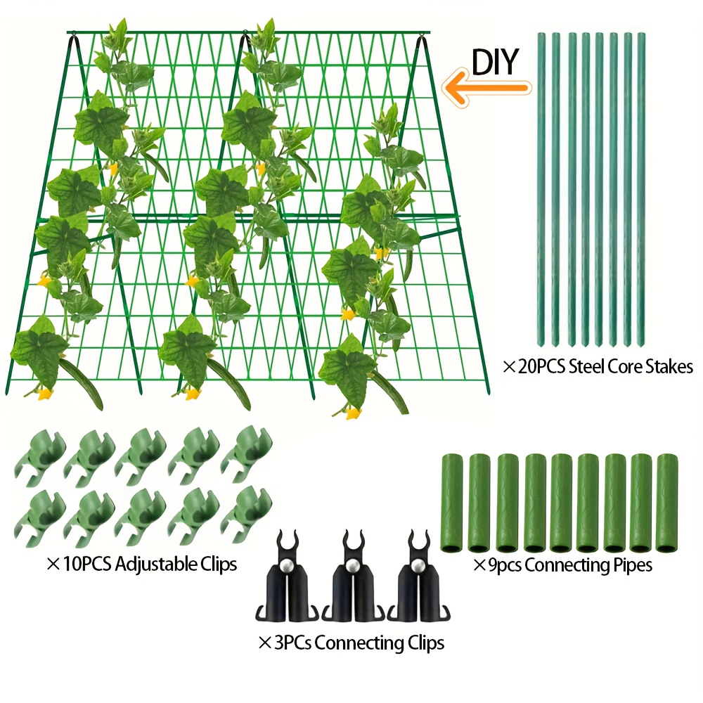 

1pc Garden Trellis For Climbing Plants, Plant Support Structure With Adjustable Mesh, Plastic With Metal Stakes, , Tomatoes, Vines, And Vegetables