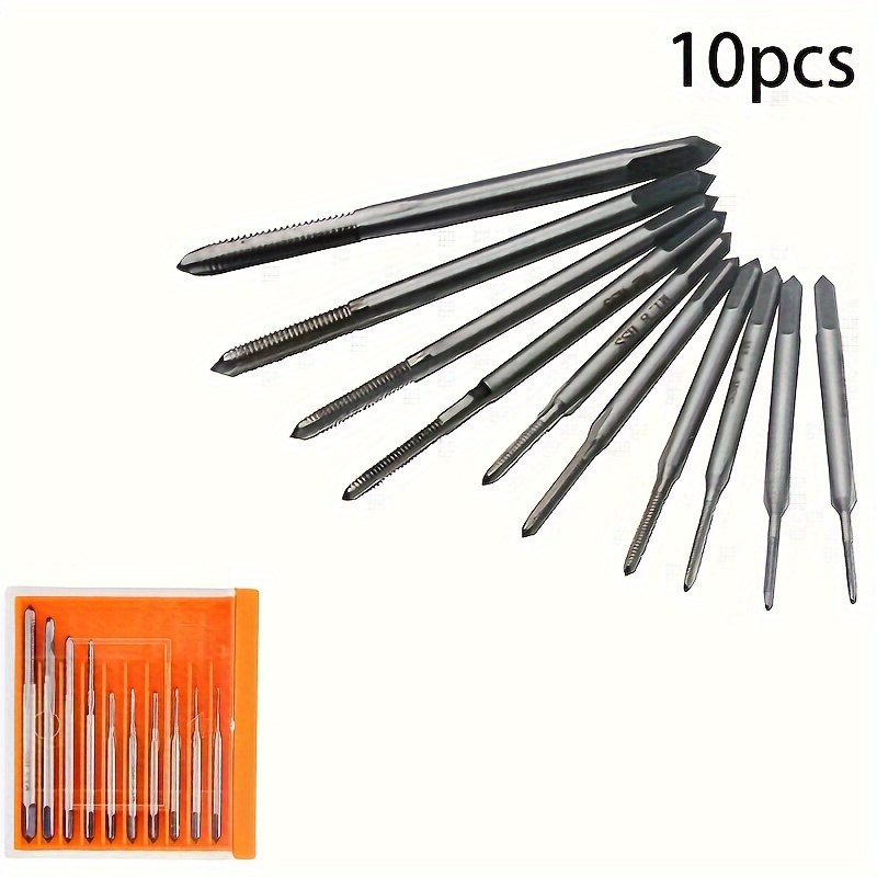 

10pcs Mini Tap And Die Set M1.0-m3.5, Micro Thread Taps, High-speed Steel Precision Hand Screw Taps With Storage Box For Diy Threading Tool