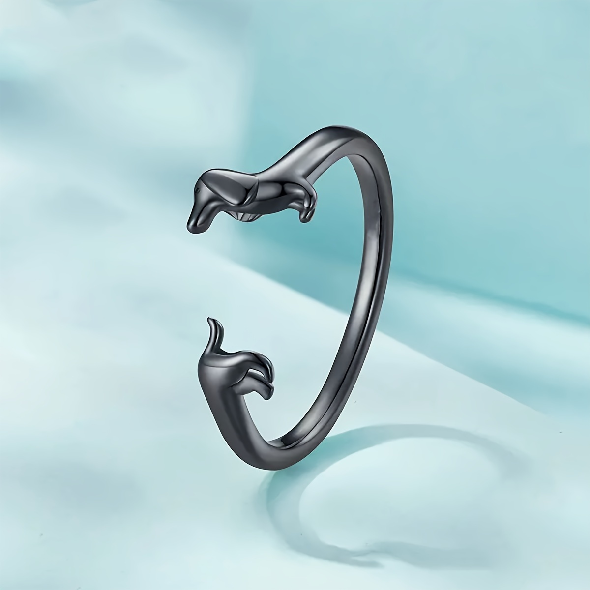 4pc Creative Dachshund Open Ring Gift Set