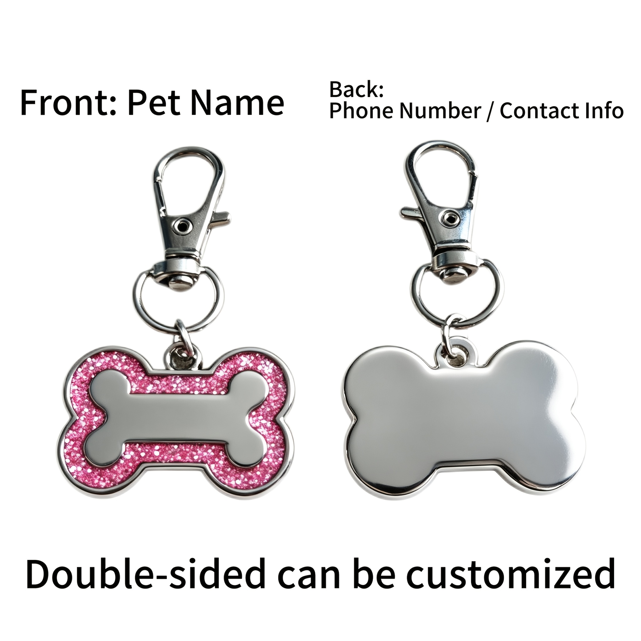 TEMU Targhette identificative per cani personalizzate con incisione, 1/2 pezzi, targhette per animali domestici personalizzate a forma di con glitter