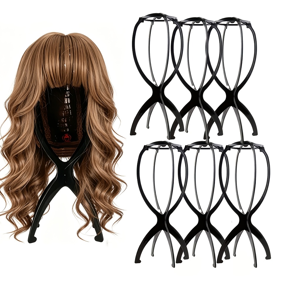 TEMU 6pcs Wig Stand, Wig Head Stand, Wig Holder For Multiple Wigs Foldable Portable Wig Stand Plastic Wig Holder For Wig Storage Display Foldable Wig