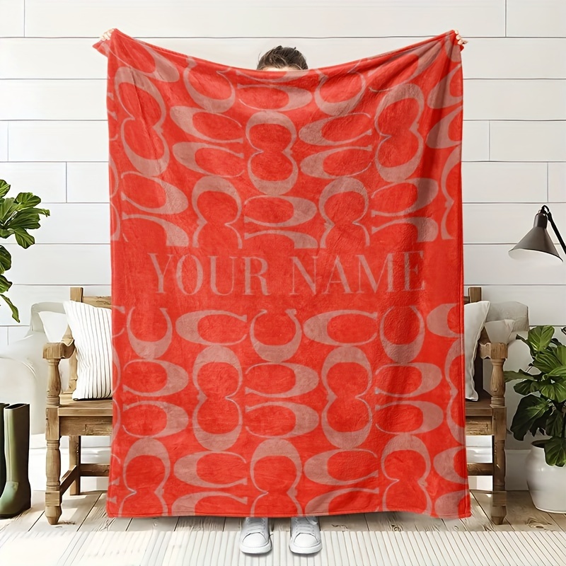 

1pc Customizable Fleece Blanket - For Sofa, Bed, , - Multifunctional All- , , -tear, Knitted , , Polyester , 200-250g