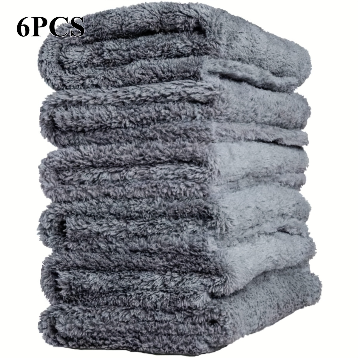 Image of 4/6-pack Ultrasoft Microfiber Car Towels, 450gsm Edgeless Detailing Cloth For Car Wash, Interior/exterior Cleaning, Drying & Polishing - 40.64x40.64cm Textile Form