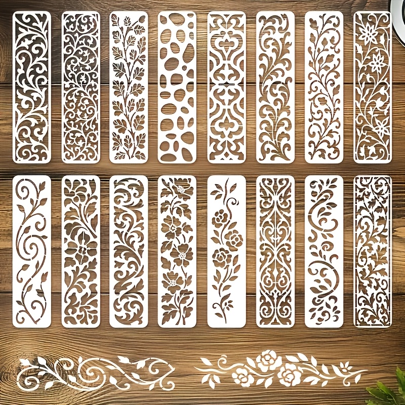 TEMU 16 Stencil da Parete a Pizzo �� Motivi Riutilizzabili e Design Eleganti a Pizzo Adatti per Pittura Murale, Pittura su Mobili e Decorazioni .