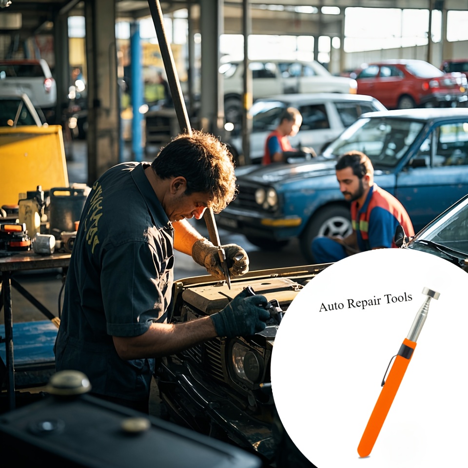 Auto Repair Tools:Ergonomic 3.63KG Magnetic Pickup Tool: Durable, Extendable Stainless Steel Rod with Stylish orange Grip for Easy Retrieval(1pc)