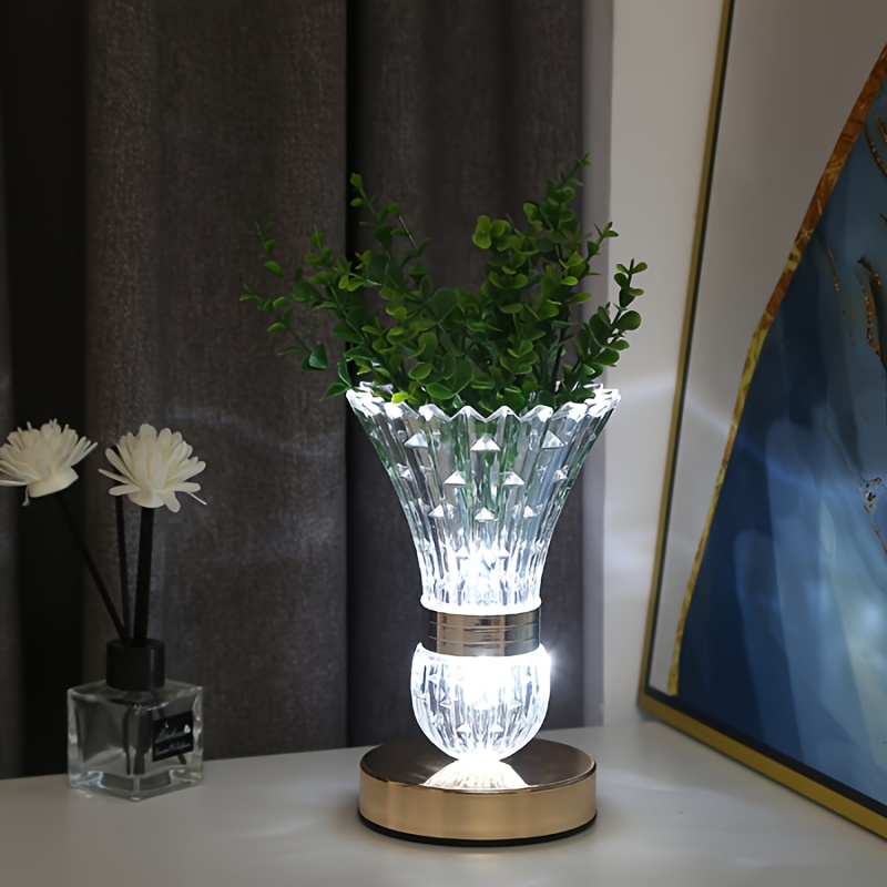 TEMU Modern Vase Desk Lamp | Adjustable Three-color Gentle Brightness, Luxurious Badminton-, Usb-powered, Ideal For Bedside Tables, Desks, Living