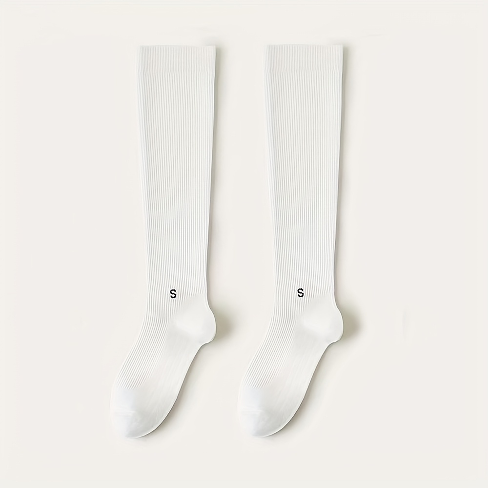 TEMU 2026 Summer Professional Compression Sports Socks For Women - High-elastic Non-slip Knee-high Workout Socks - Gradient Compression For Running,